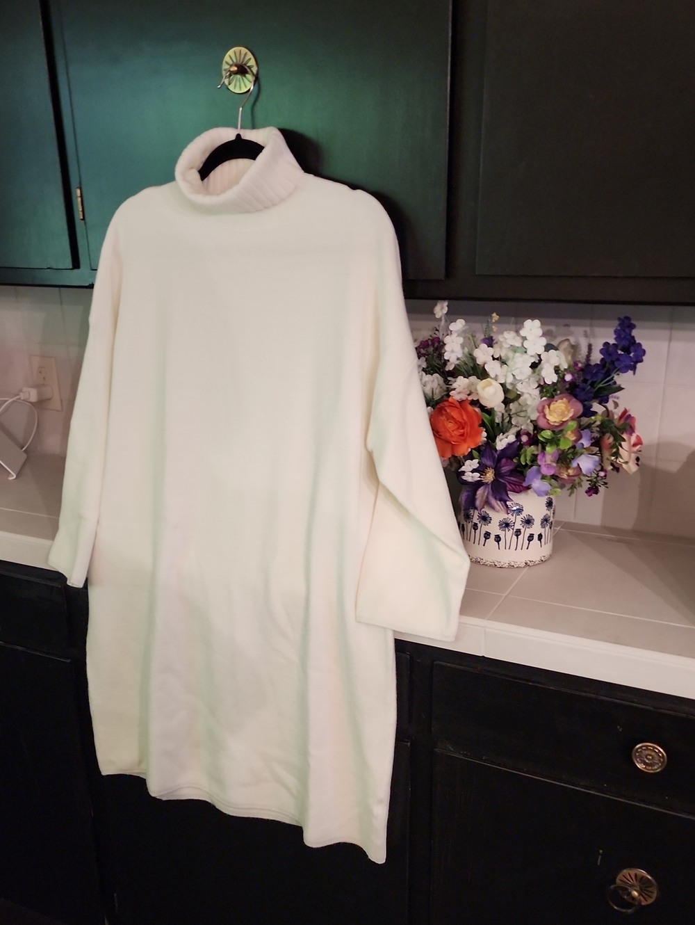 Pomander Place Cream Oversized Turtleneck Sweater Dress